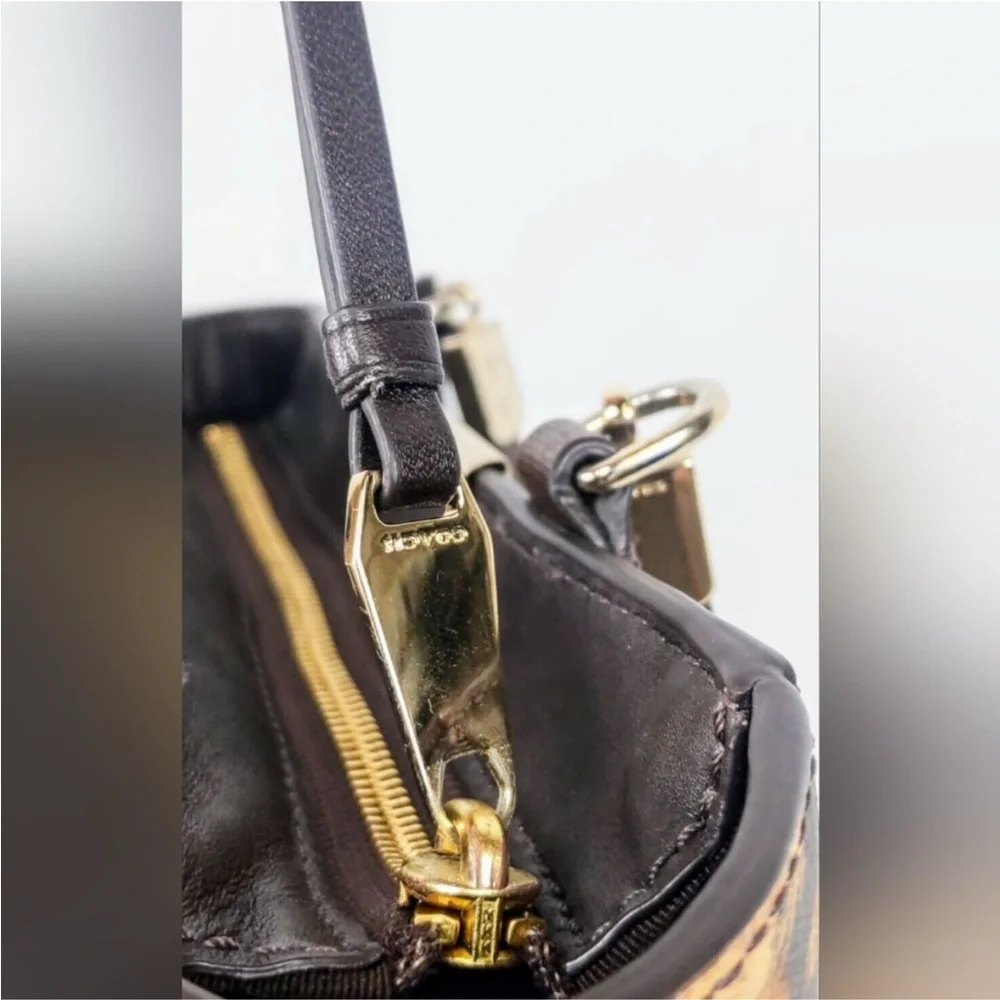 Coach Madison Mini North/South Leopard/Brown Saffiano Leather satchel DB & COA